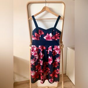 Reitmans Navy and Pink Floral Dress